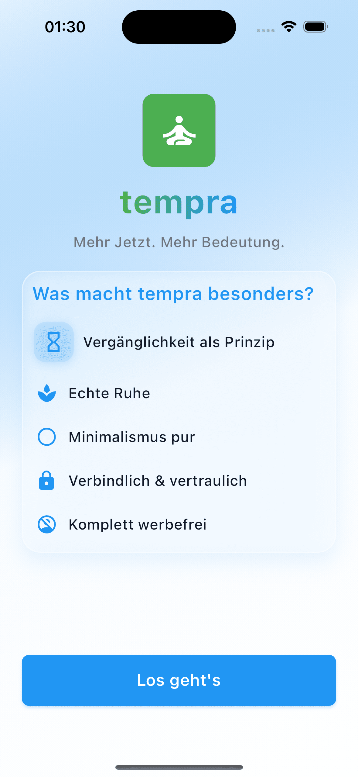 tempra Messenger Onboarding - Einfacher Einstieg in achtsame Kommunikation ohne Stress