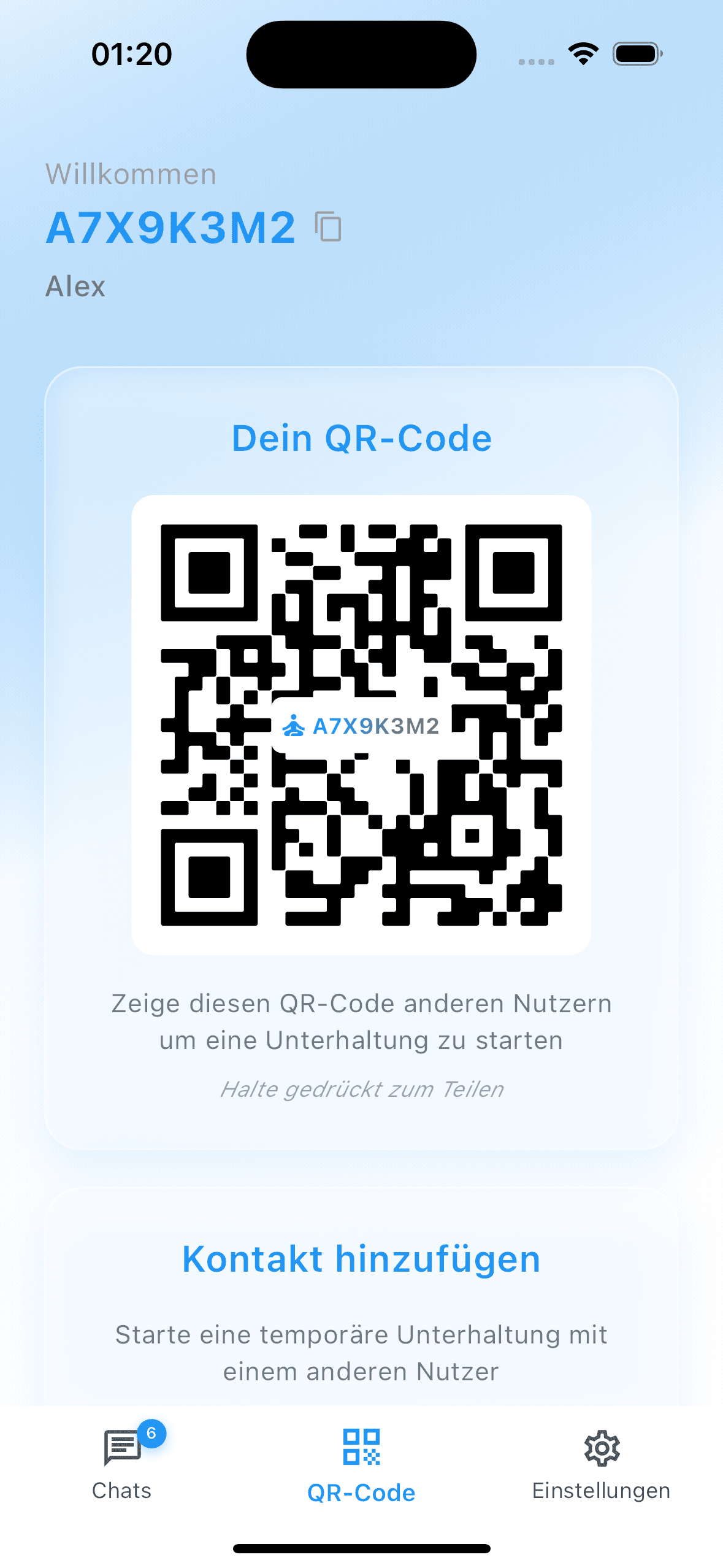 tempra QR-Code Verbindung für anonyme und sichere Kontaktaufnahme ohne Telefonnummern