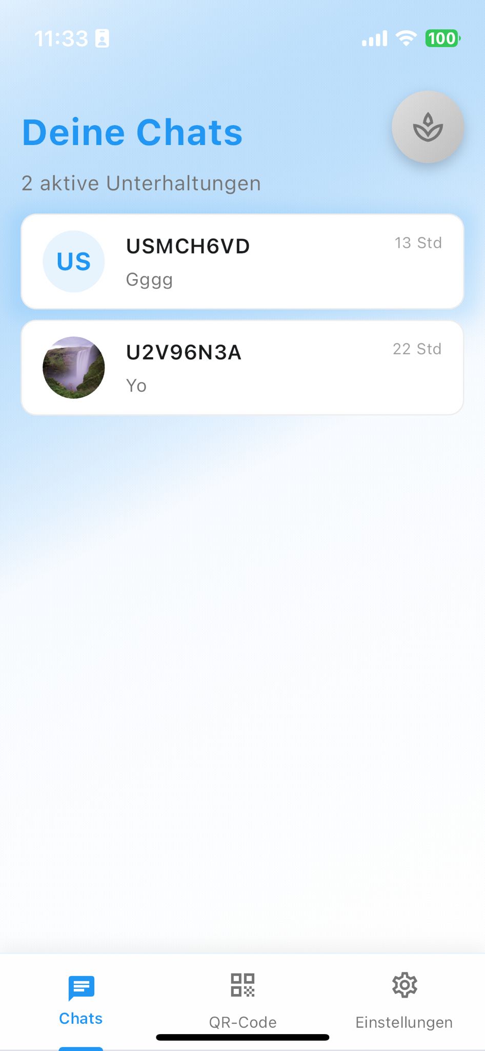 tempra Messenger Chat-Liste Interface mit minimalistischem Design und übersichtlicher Gesprächsansicht
